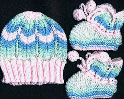 Striped Ripple Baby Booties Knitting Pattern