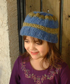Striped Seed Stitch Hat Knitting Pattern For Children