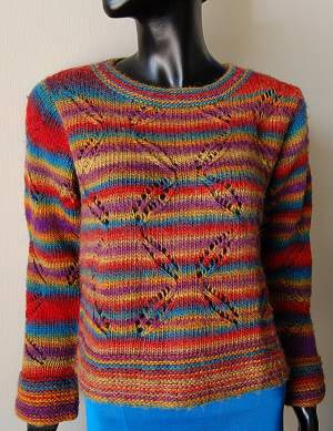 Women's Cloverleaf Eyelet Pullover Sweater Knitting Pattern